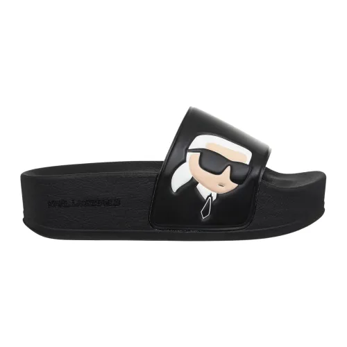 Karl Lagerfeld , Maxi Slides Plain Closure Sandals ,Black female, Sizes: