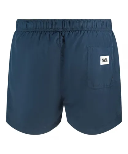 Karl Lagerfeld Mens Block Logo Navy Blue Swim Shorts