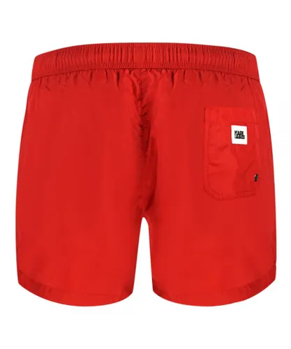 Karl Lagerfeld Mens Block Logo Red Swim Shorts