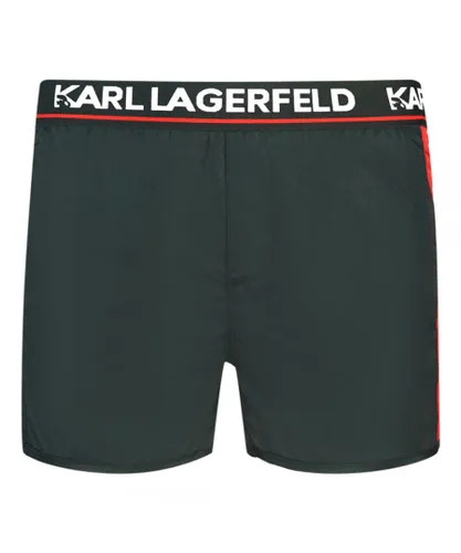 Karl Lagerfeld Mens Taped Logo Black Swim Shorts