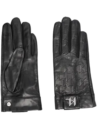 Karl Lagerfeld monogram-pattern gloves - Black