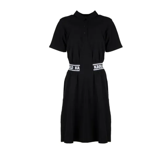 Karl Lagerfeld , Pique Polo Dress ,Black female, Sizes: