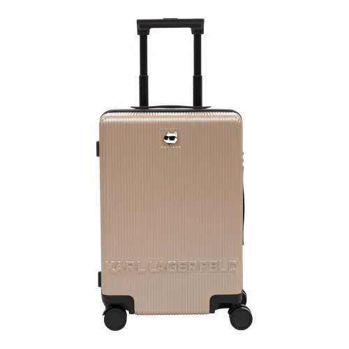 Karl Lagerfeld , Plain Zippered Suitcase with Logo ,Beige female, Sizes: ONE SIZE