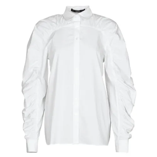 Karl Lagerfeld  POPLIN BLOUSE W/ GATHERING  women's Shirt in White