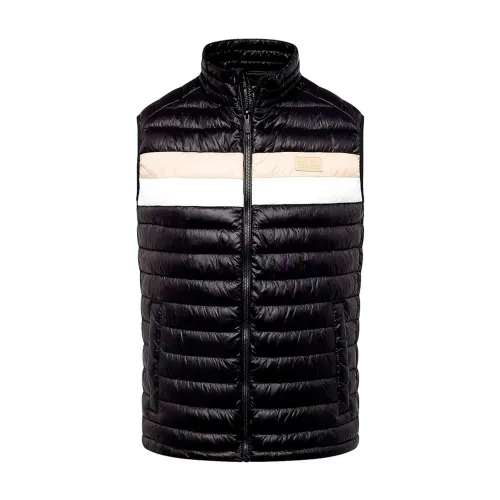 Karl Lagerfeld , Quilted Vest with Colorful Stripes ,Black male, Sizes: