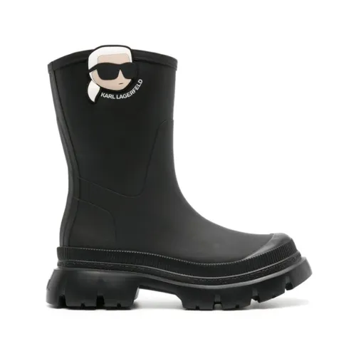 Karl Lagerfeld , Signature Mini Ikonik Slip-On Boots ,Black female, Sizes: