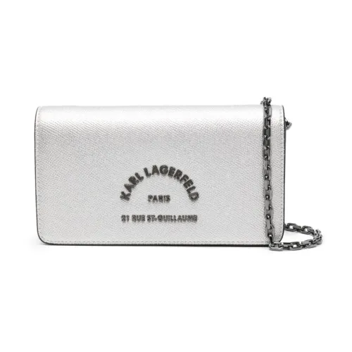 Karl Lagerfeld , Silver Metal Logo XS Bag ,Gray female, Sizes: ONE SIZE