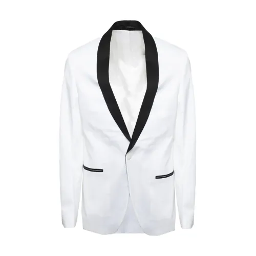 Karl Lagerfeld , White Contrast Lapel Suit ,White male, Sizes: