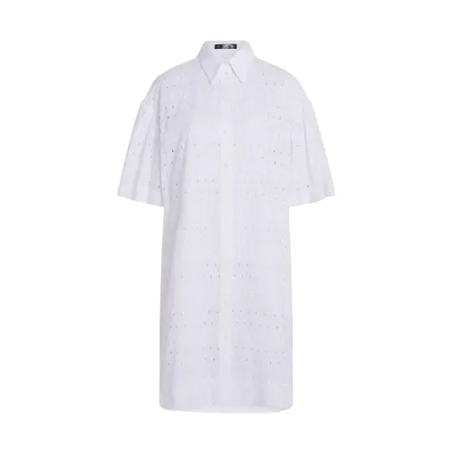 Karl Lagerfeld , White Cotton Embroidered Shirtdress ,White female, Sizes: