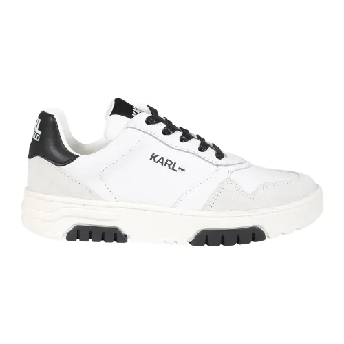 Karl Lagerfeld , White Leather Sneakers with Suede Details ,White unisex, Sizes: