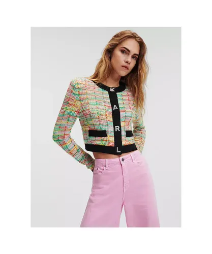 Karl Lagerfeld Womens Boucle Knit Cardigan - Multicolour
