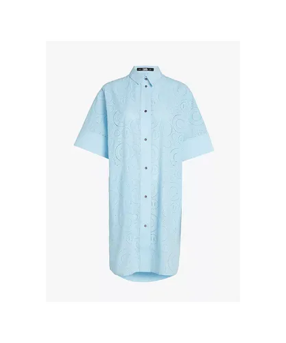 Karl Lagerfeld Womens Broderie Anglaise Shirtdress - Blue