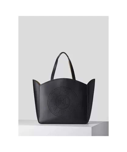 Karl Lagerfeld Womens Circle Large Tote Perforated Handbag - Black - One Size