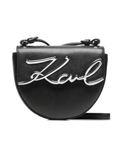 Karl Lagerfeld Womens K/Signature Small Saddle Bag - Black - One Size