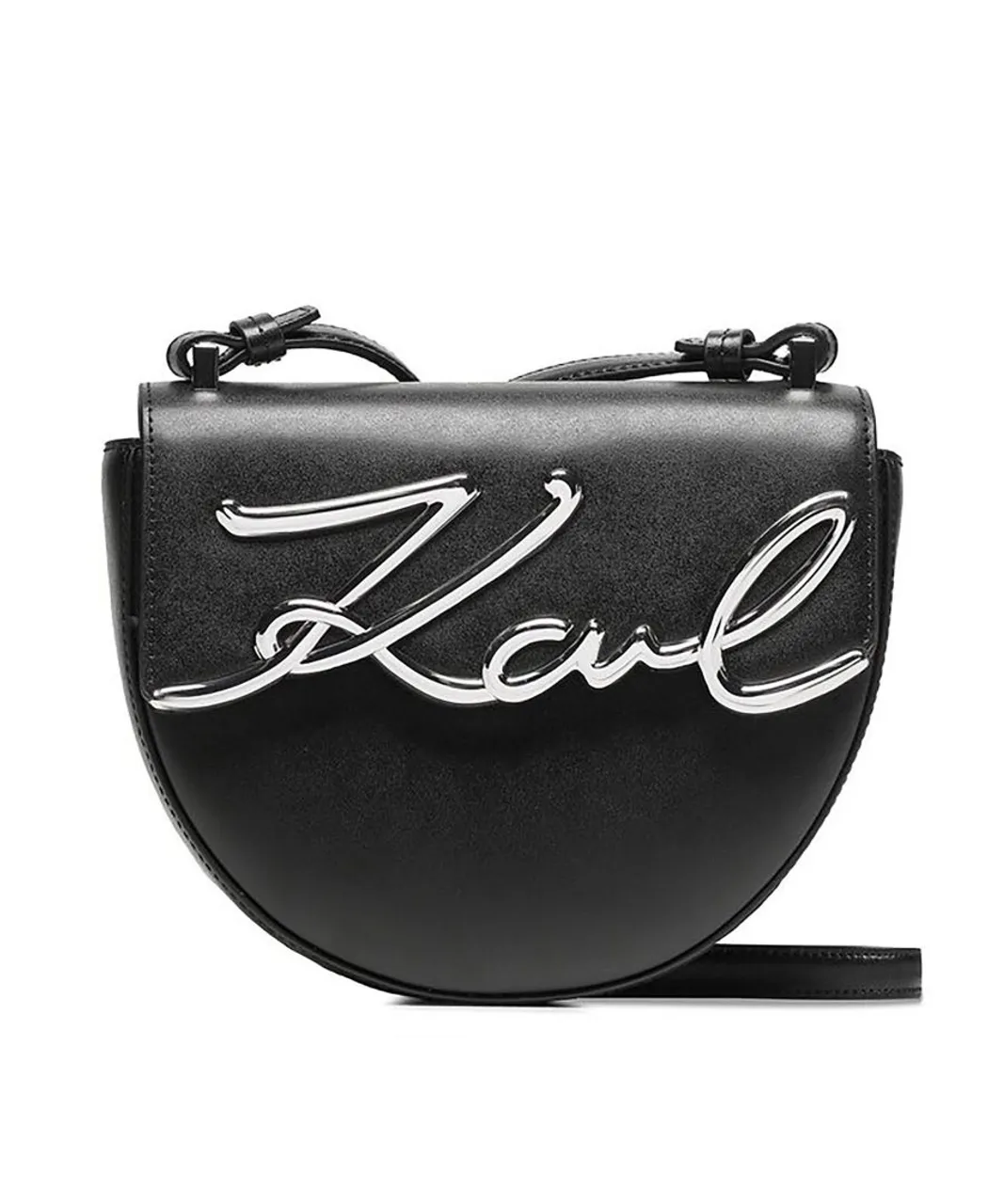 Karl Lagerfeld Womens K/Signature Small Saddle Bag - Black - One Size