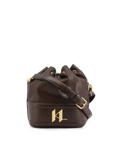 Karl Lagerfeld WoMens Leather Drawstring Across-Body Bag in Brown - One Size