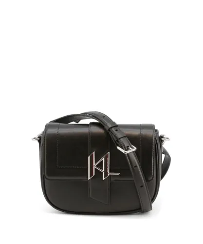 Karl Lagerfeld WoMens Leather Magnetic Fastening Across-Body Bag in Black - One Size