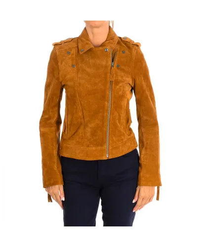 Karl Marc John Womenss short long sleeve leather jacket 9066 - Camel