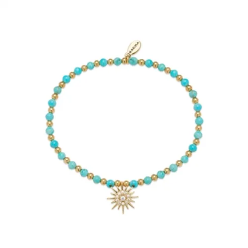 Karma Gold Turquoise Sun Stretch Bracelet - One Size