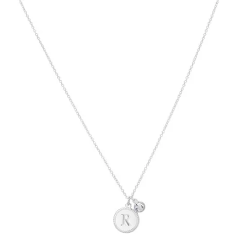 Karma Silver Letter R Coin Necklace - Silver