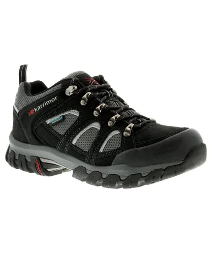 Karrimor Bodmin Low 4 Weather Mens Walking Boots Black/Grey/Red Suede