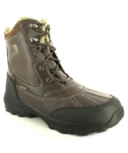 Karrimor Mens Walking Boots Snow Casual 3 Lace Up brown - Black Leather