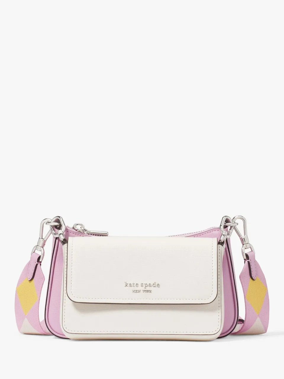kate spade new york Double Up Leather Cross Body Bag, Parchment/Multi - Parchment/Multi - Female