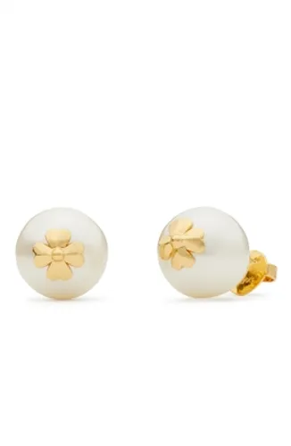Kate Spade New York Gold Clover Pearl Earrings - Gold