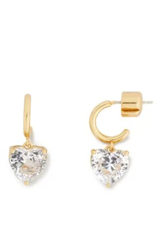Kate Spade New York Gold Crystal Heart Huggie Earrings - Gold