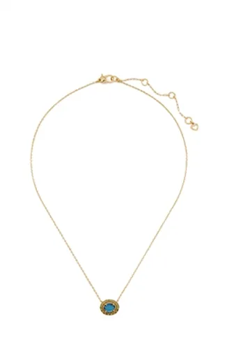 Kate Spade New York Gold Green + Blue Horizontal Oval Halo Necklace - Gold