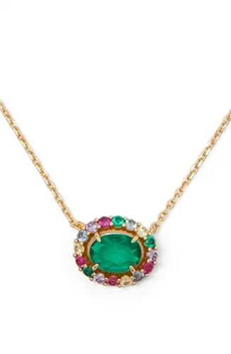 Kate Spade New York Gold Green + Multicolour Horizontal Oval Halo Necklace - Gold