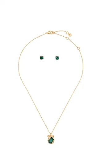 Kate Spade New York Gold + Green Necklace + Earring Set - 49cm