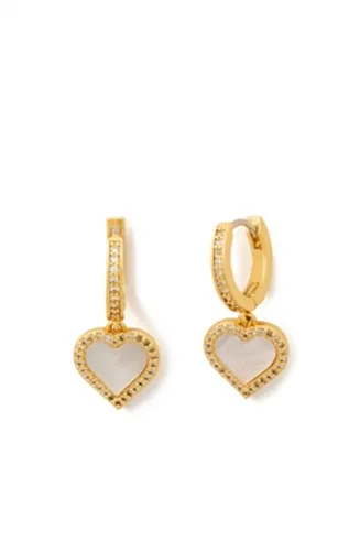 Kate Spade New York Gold Mother Of Pearl Heart Huggie Earrings - Gold
