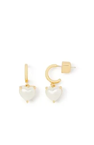 Kate Spade New York Gold Pearl Heart Huggie Earrings - Gold