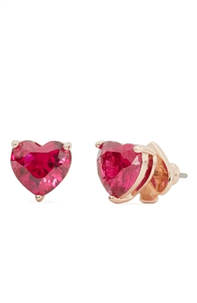 Kate Spade New York Gold Red Crystal Heart Earrings - Gold