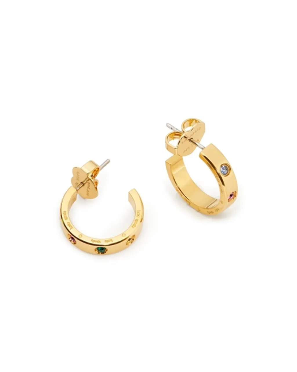 Kate Spade New York Gold Set In Stone Multi Crystal Hoops - Gold