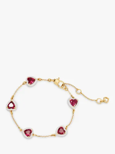 kate spade new york Red Cubic Zirconia and Resin Heart Bracelet, Gold - Gold - Female