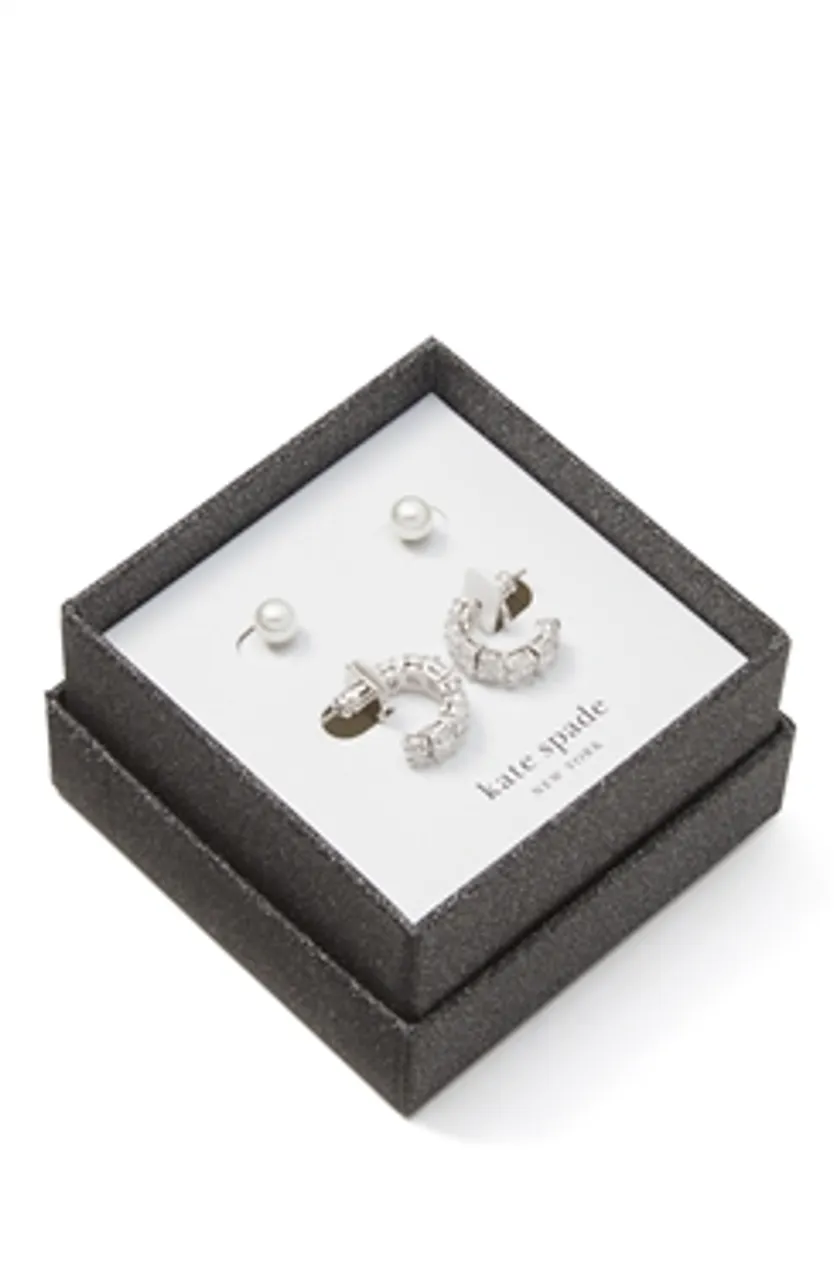Kate Spade New York Silver Pearl Earrings Set - Silver