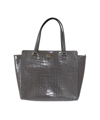 Kate Spade WoMens Gray Elissa Bristol Drive Croc Hand Bag - Grey Leather - One Size