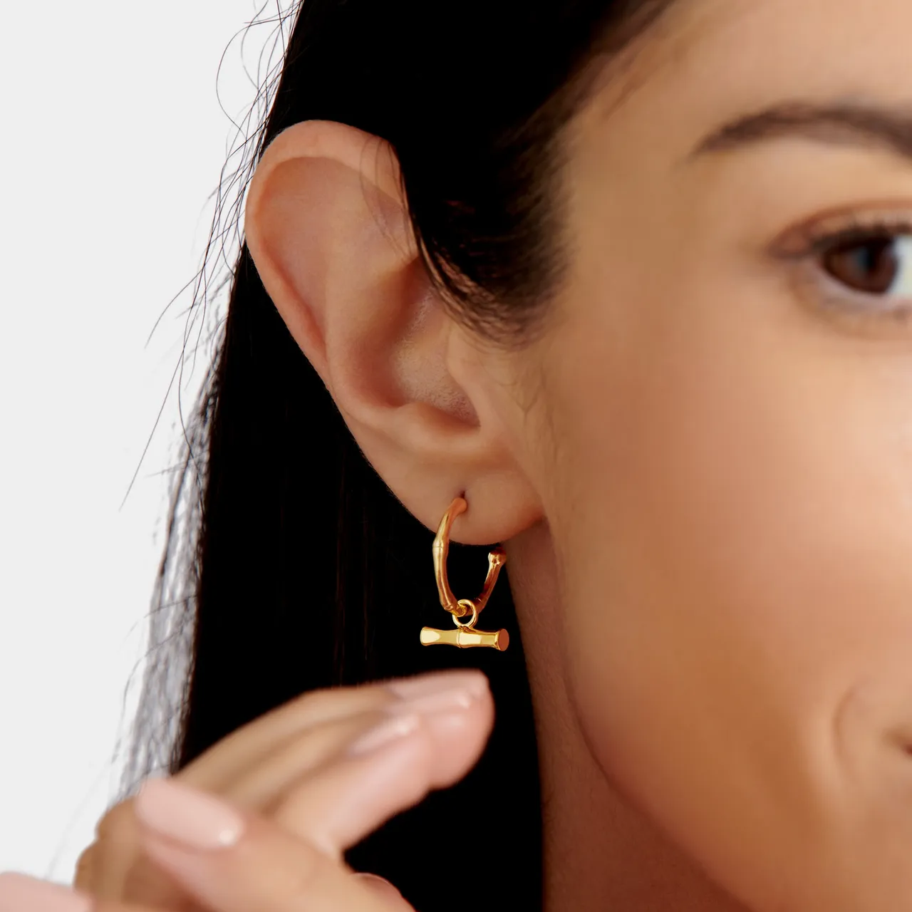 Katie Loxton Bamboo 18-Karat Gold-Plated Hoop Earrings