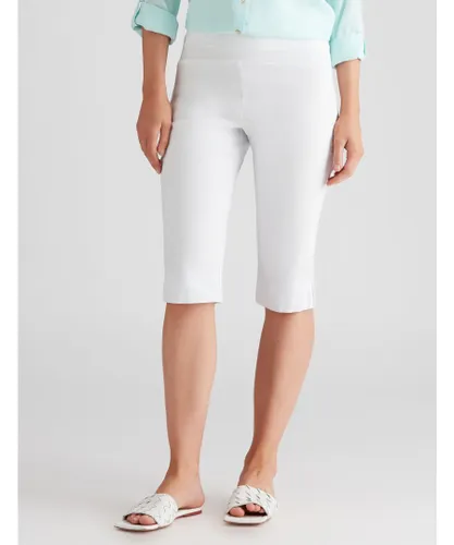 Katies Womens Capri Classic Pants - White Viscose