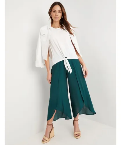 Katies Womens Crop Double Layer Pants - Emerald Viscose