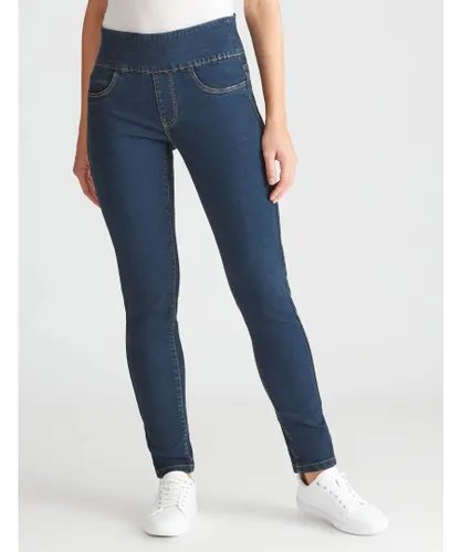 Katies Womens Denim Full Length Ultimate Slim Jean - Blue/Navy Cotton