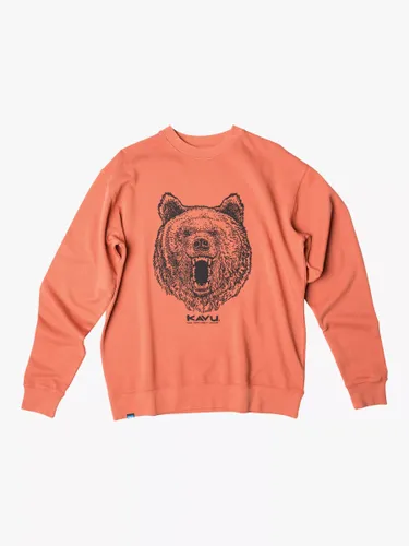 KAVU Core Crew Bear Graphic Organic Cotton Jumper, Orange - Orange - Male