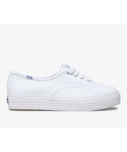 Keds WoMens Triple CVO Core Canvas White Shoes with Cushioned Footbed