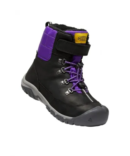 Keen Childrens Unisex Greta Fleece Lined Waterproof Boots (Black/Purple) Leather