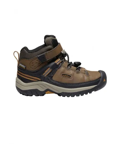 Keen Childrens Unisex Targhee Mid Waterproof Walking Boots (Dark Earth/Golden Brown) Leather