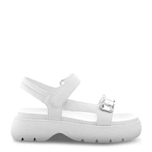 Kennel & Schmenger , Flat Sandal with Sparkling Details ,White female, Sizes: