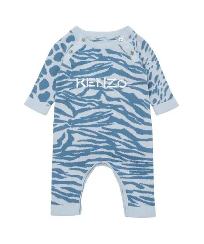 Kenzo Baby Boys Cotton Knit Romper Blue