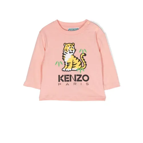 Kenzo , Baby Girl Pink Cotton Jersey T-Shirt ,Pink female, Sizes: